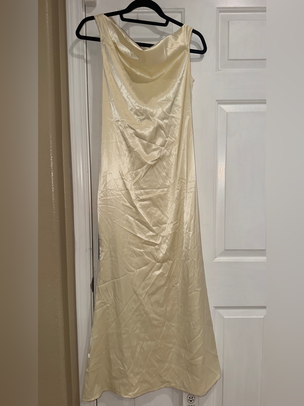 Elegant Cream Satin Dress - Women's